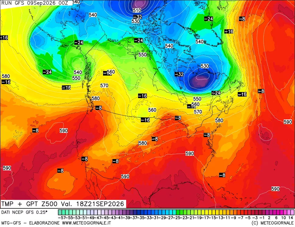 mappa 500 hPa Temp + GPT