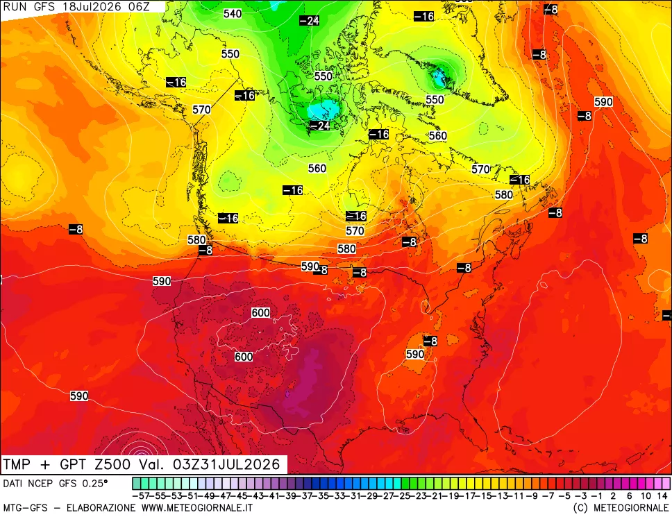 mappa 500 hPa Temp + GPT