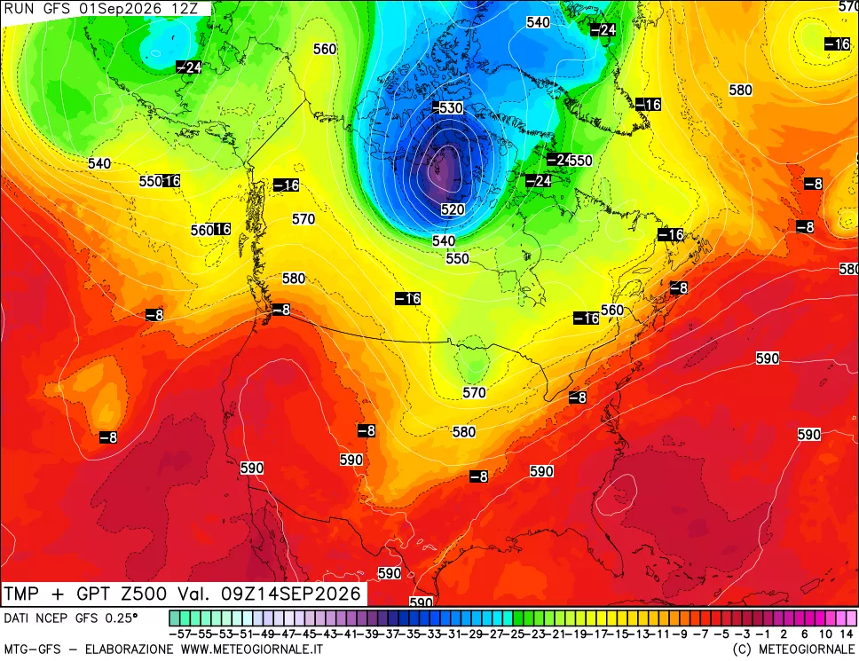 mappa 500 hPa Temp + GPT