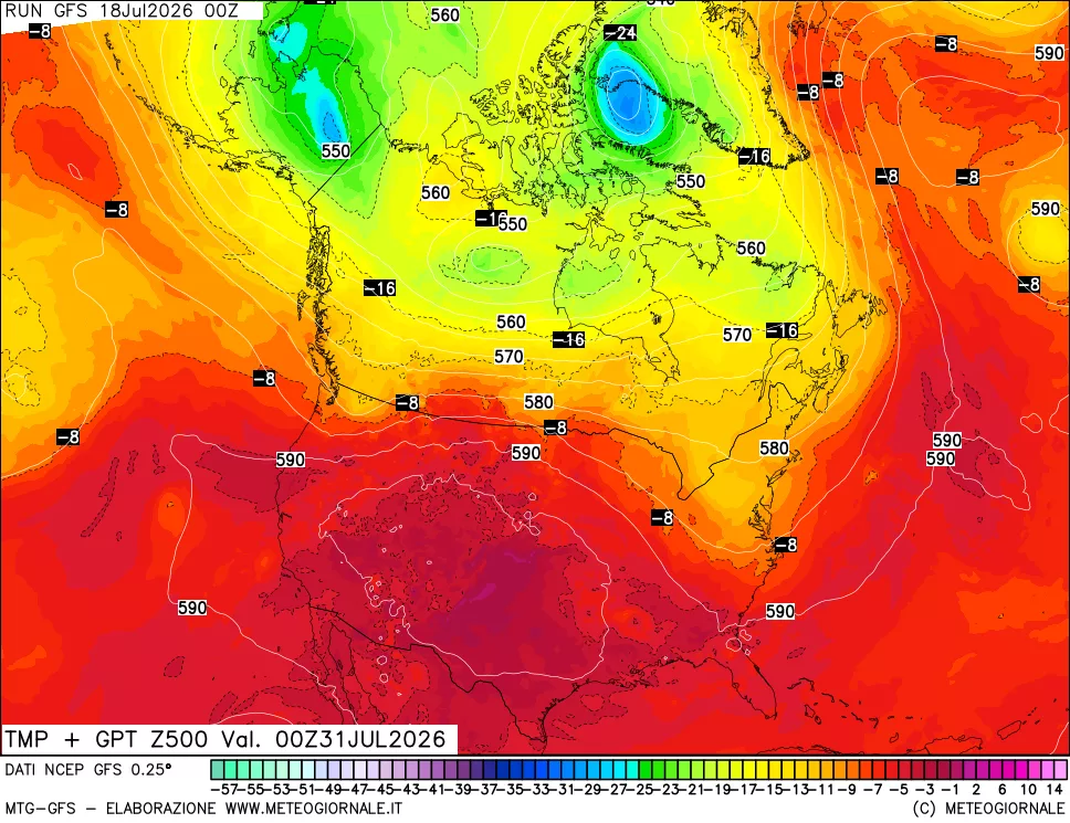 mappa 500 hPa Temp + GPT