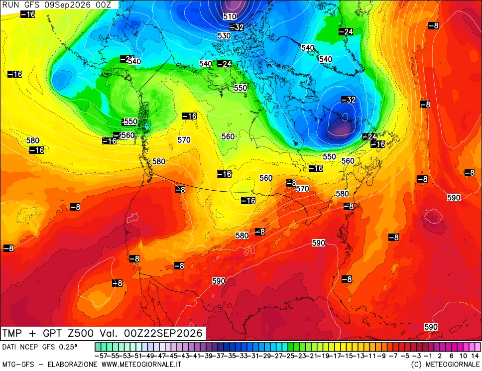 mappa 500 hPa Temp + GPT