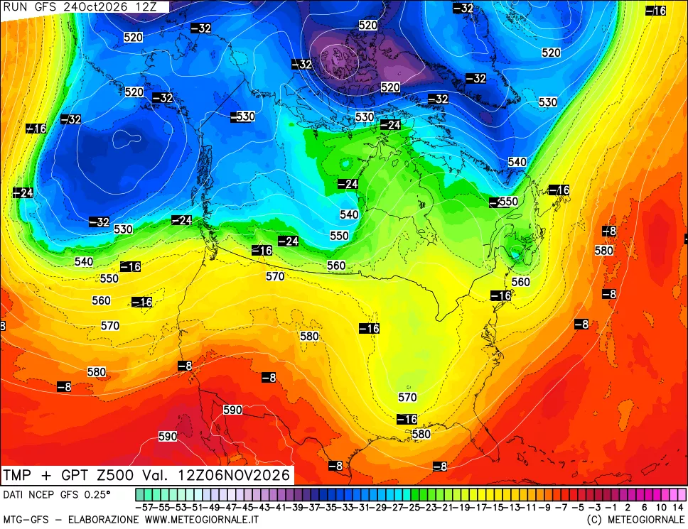 mappa 500 hPa Temp + GPT