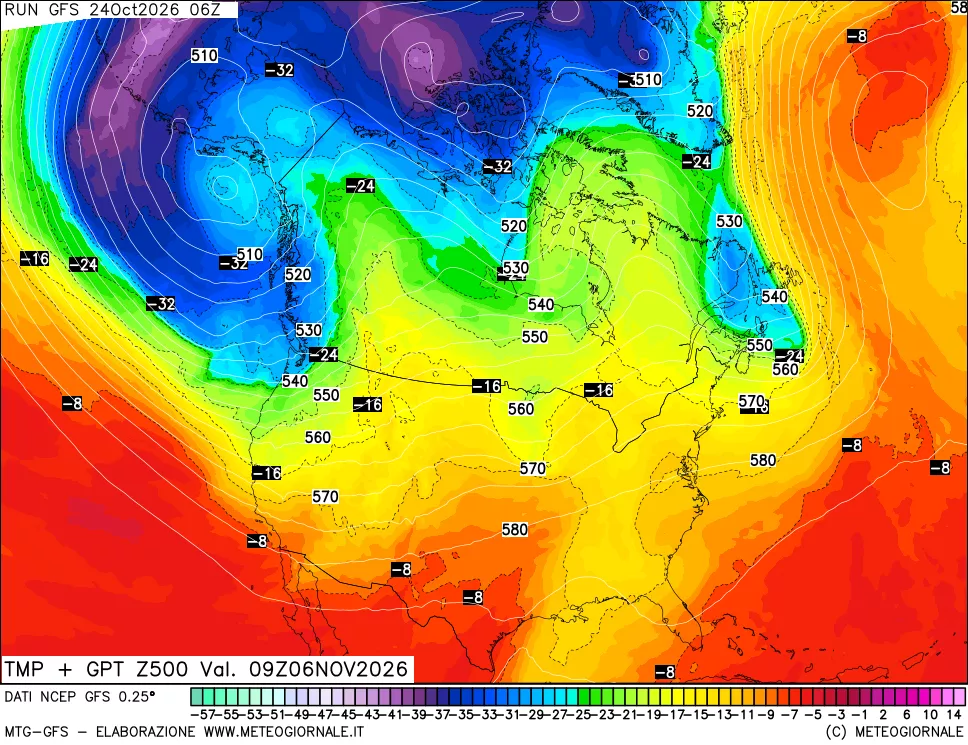 mappa 500 hPa Temp + GPT