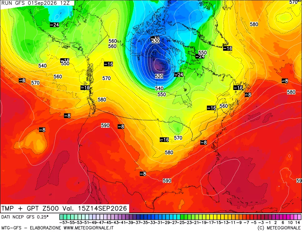 mappa 500 hPa Temp + GPT