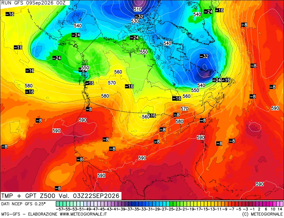 mappa 500 hPa Temp + GPT