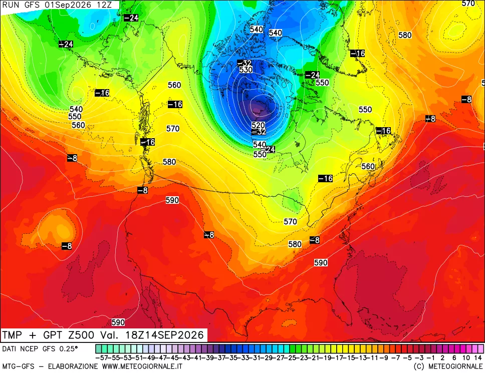 mappa 500 hPa Temp + GPT