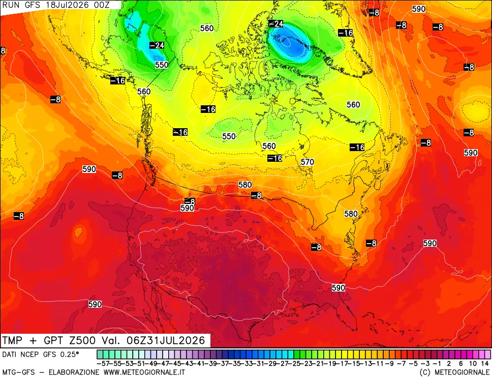 mappa 500 hPa Temp + GPT
