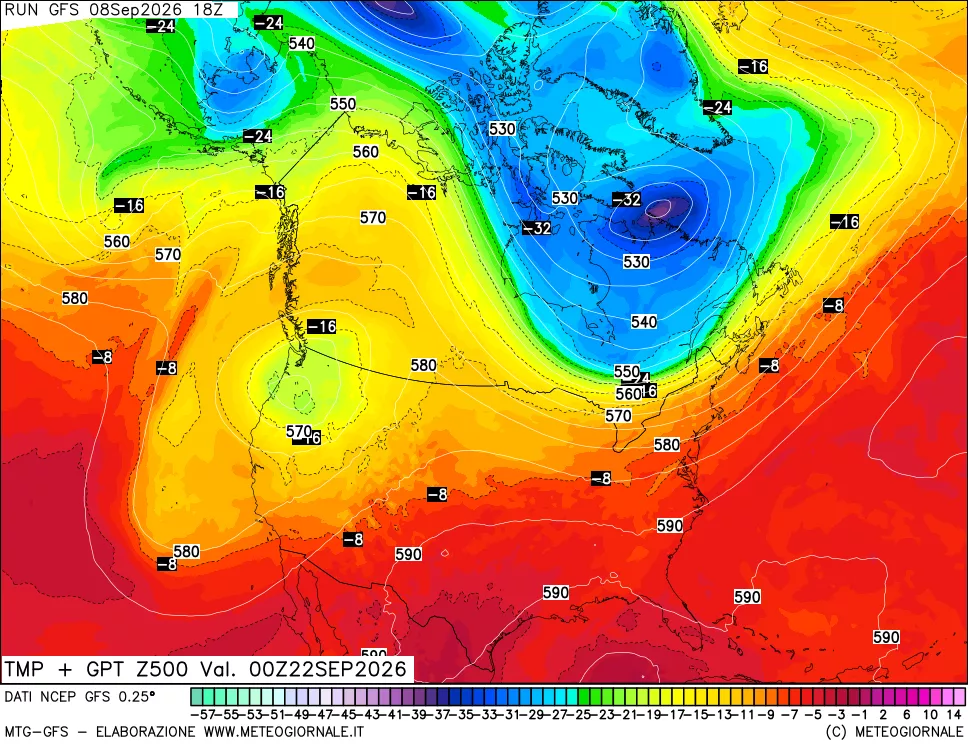 mappa 500 hPa Temp + GPT