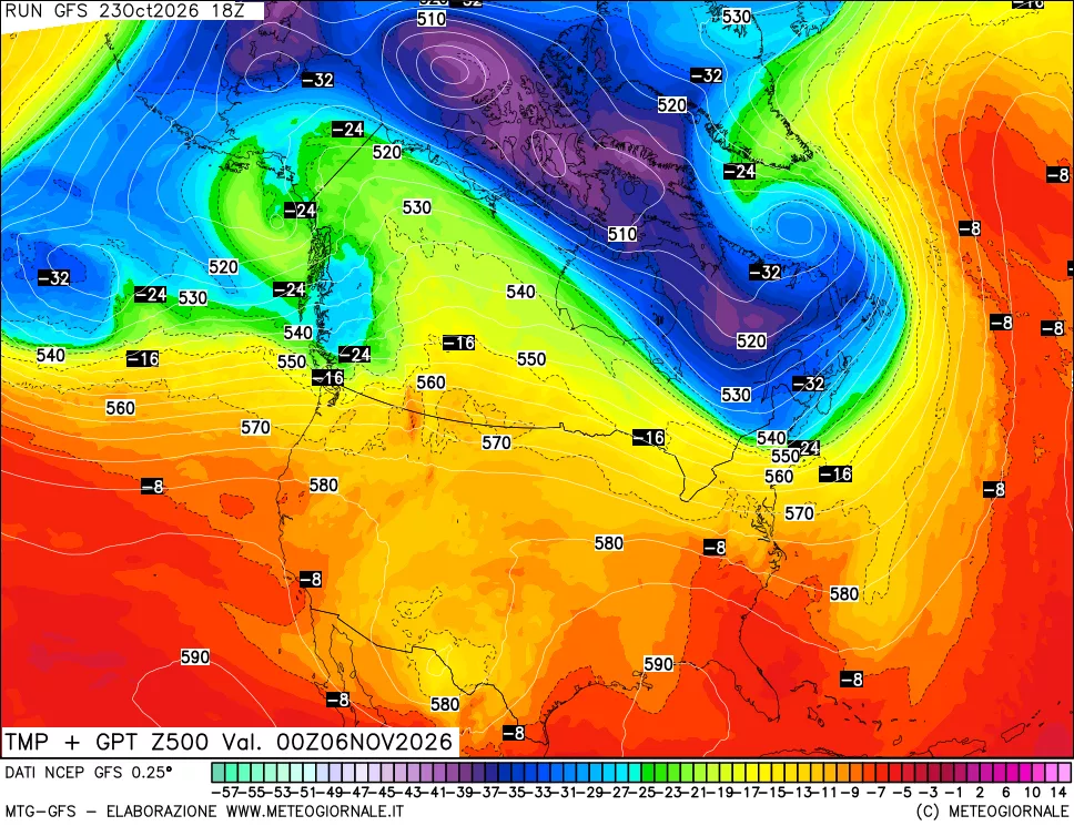mappa 500 hPa Temp + GPT