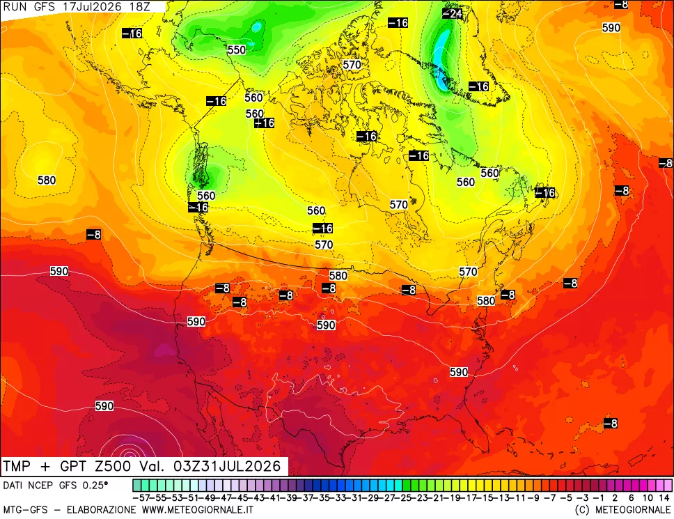 mappa 500 hPa Temp + GPT