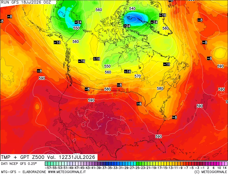 mappa 500 hPa Temp + GPT
