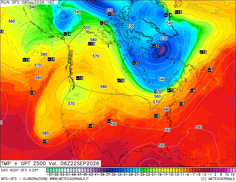 mappa 500 hPa Temp + GPT