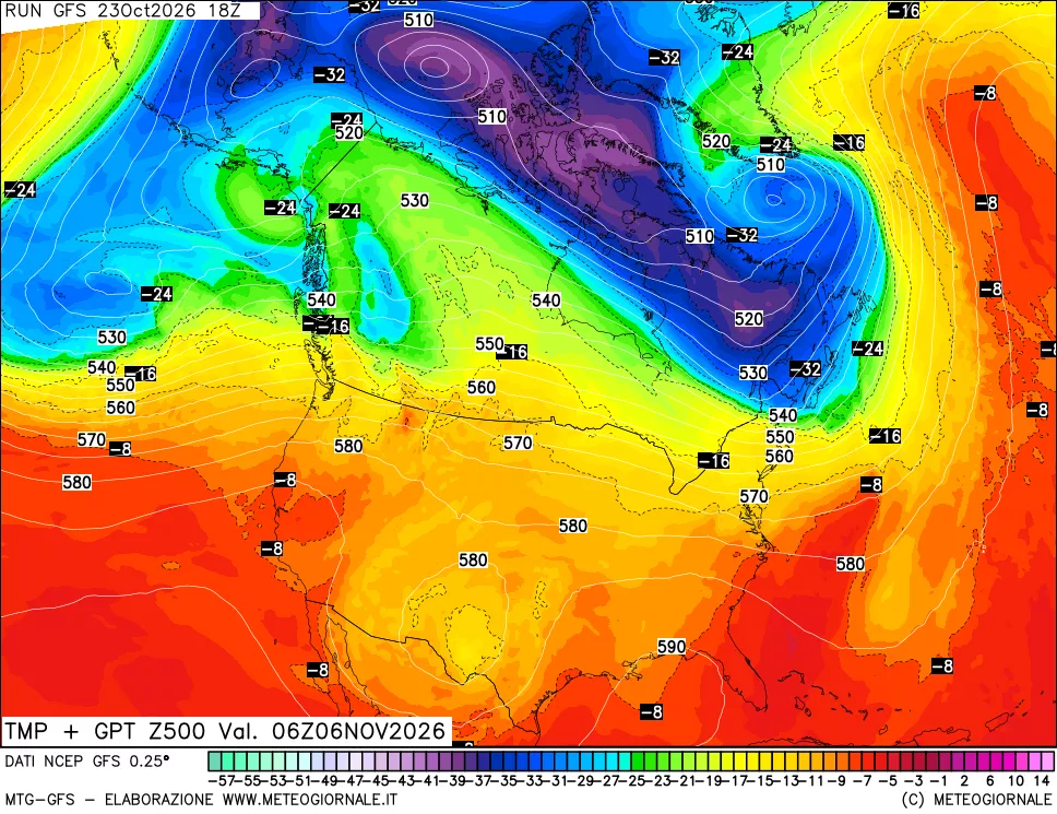mappa 500 hPa Temp + GPT