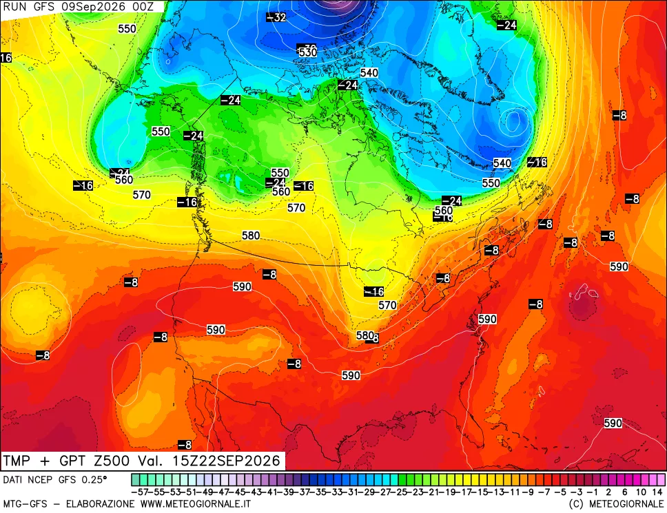 mappa 500 hPa Temp + GPT