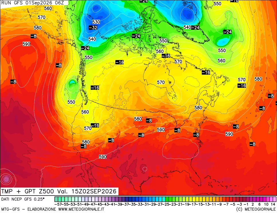 mappa 500 hPa Temp + GPT