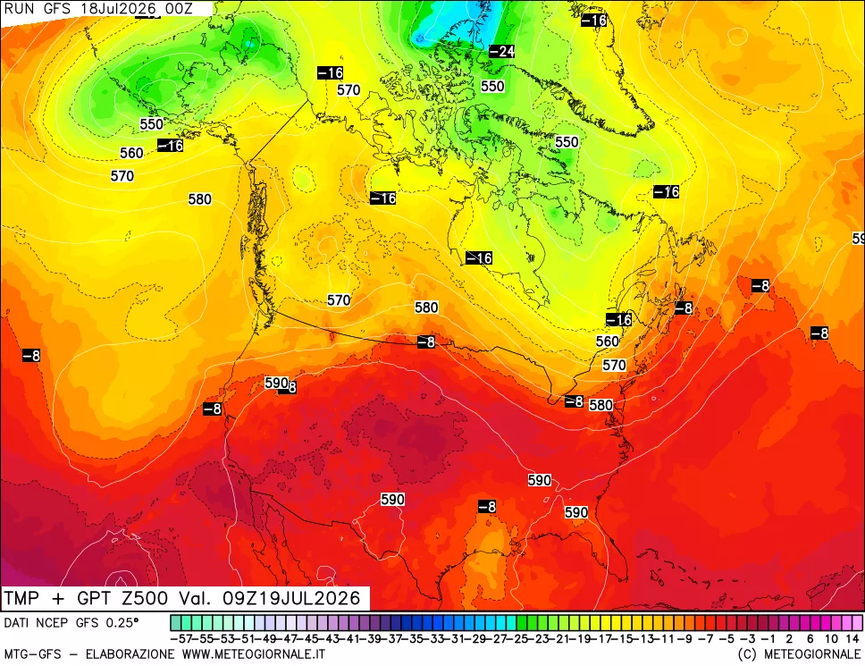 mappa 500 hPa Temp + GPT
