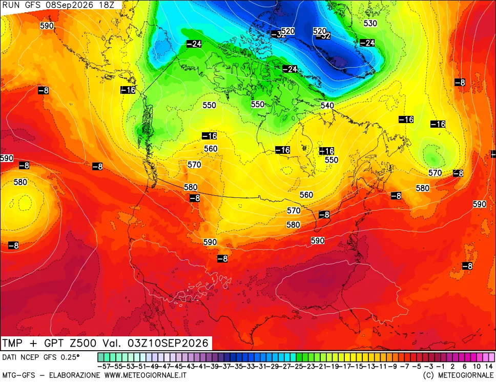 mappa 500 hPa Temp + GPT