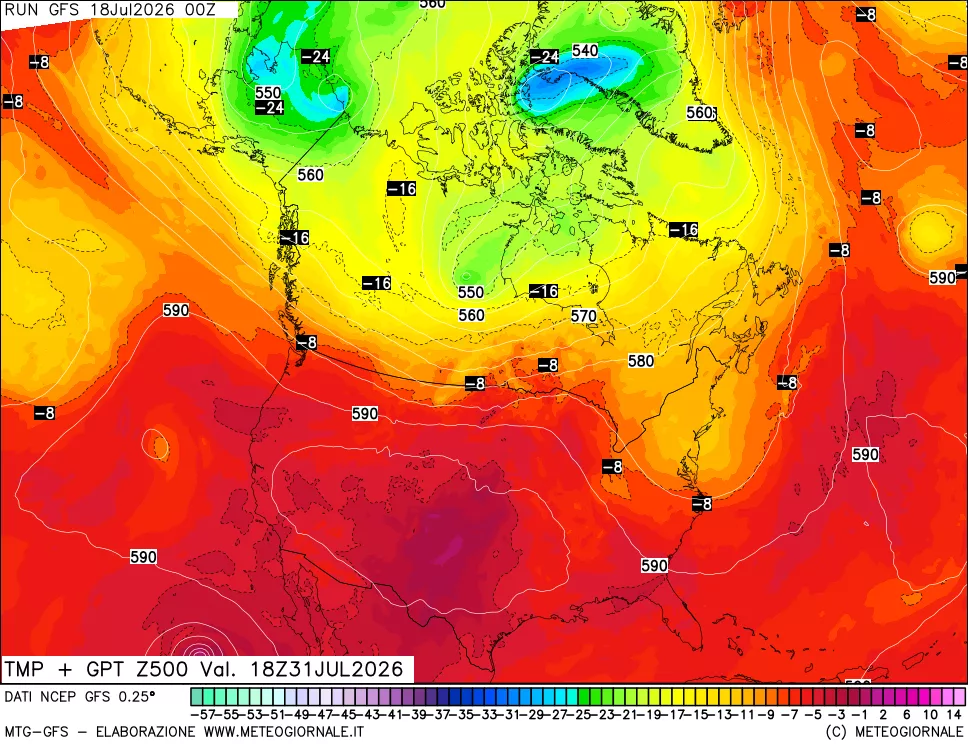 mappa 500 hPa Temp + GPT