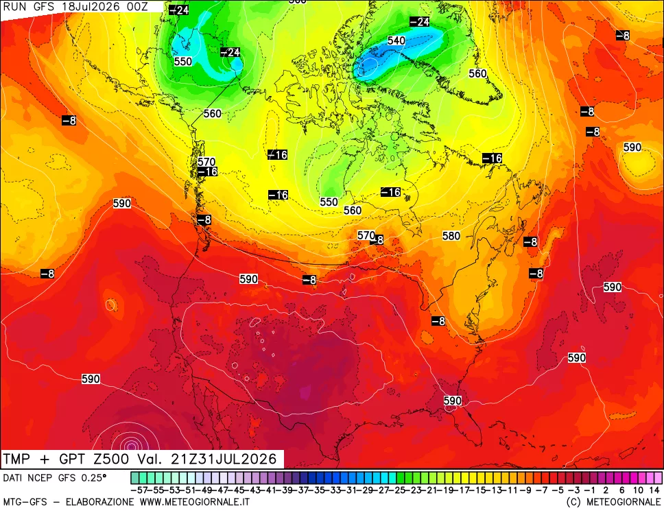 mappa 500 hPa Temp + GPT