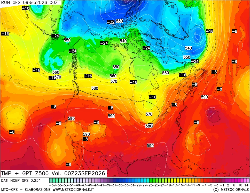 mappa 500 hPa Temp + GPT
