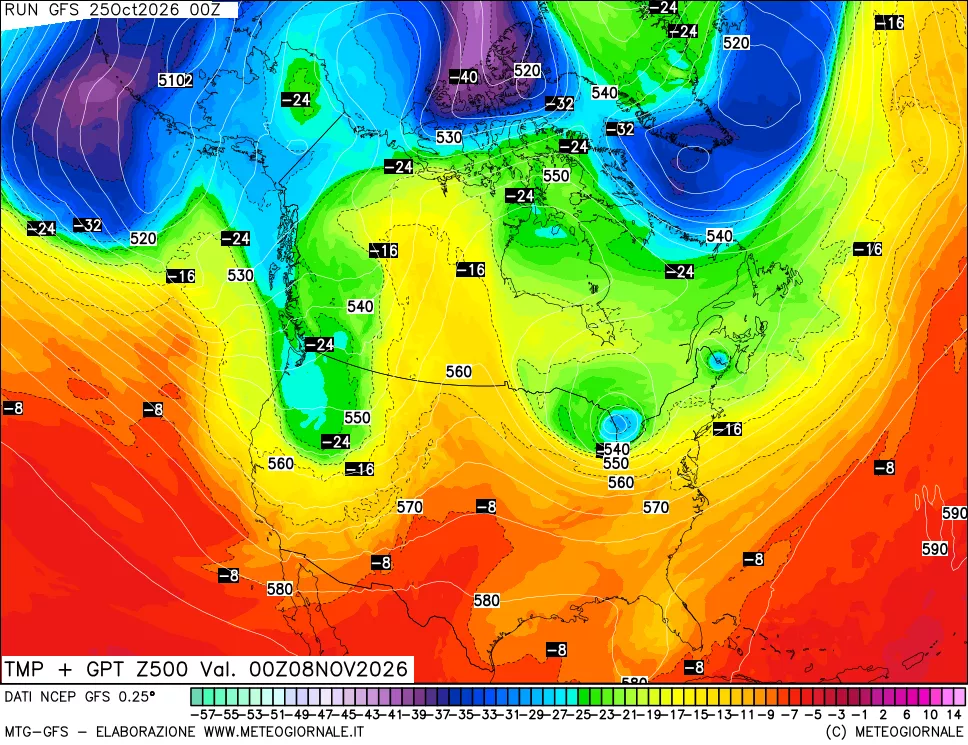 mappa 500 hPa Temp + GPT