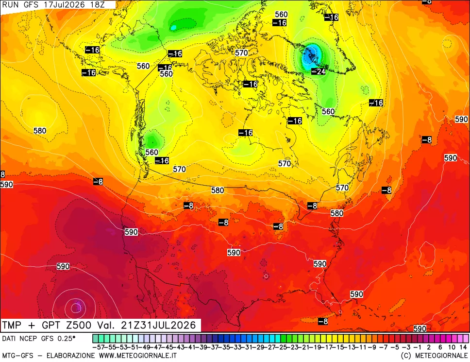 mappa 500 hPa Temp + GPT