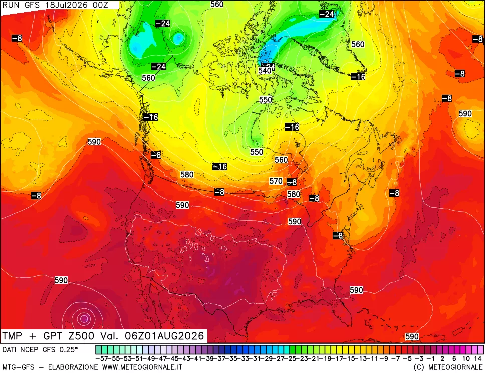 mappa 500 hPa Temp + GPT