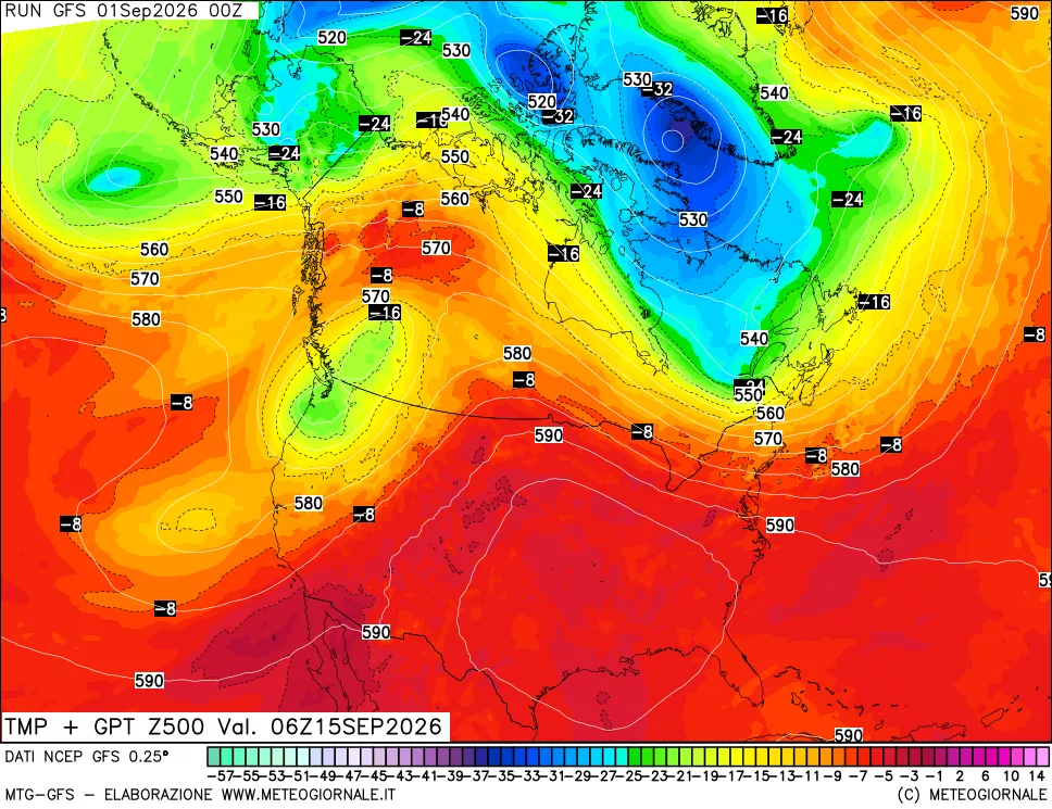 mappa 500 hPa Temp + GPT