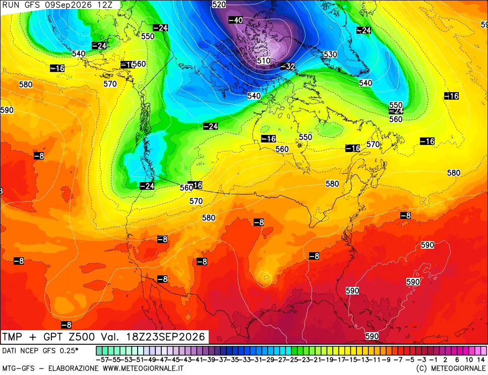 mappa 500 hPa Temp + GPT