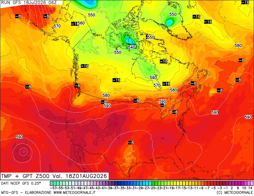 mappa 500 hPa Temp + GPT