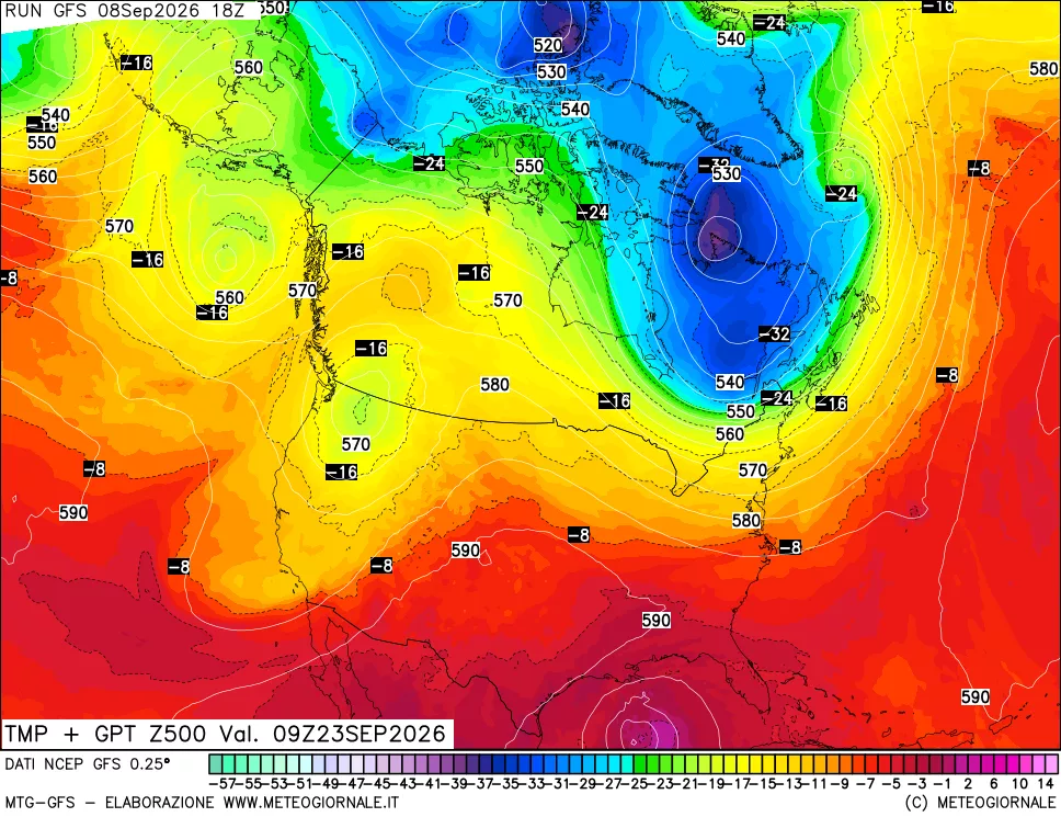 mappa 500 hPa Temp + GPT