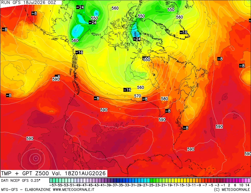 mappa 500 hPa Temp + GPT