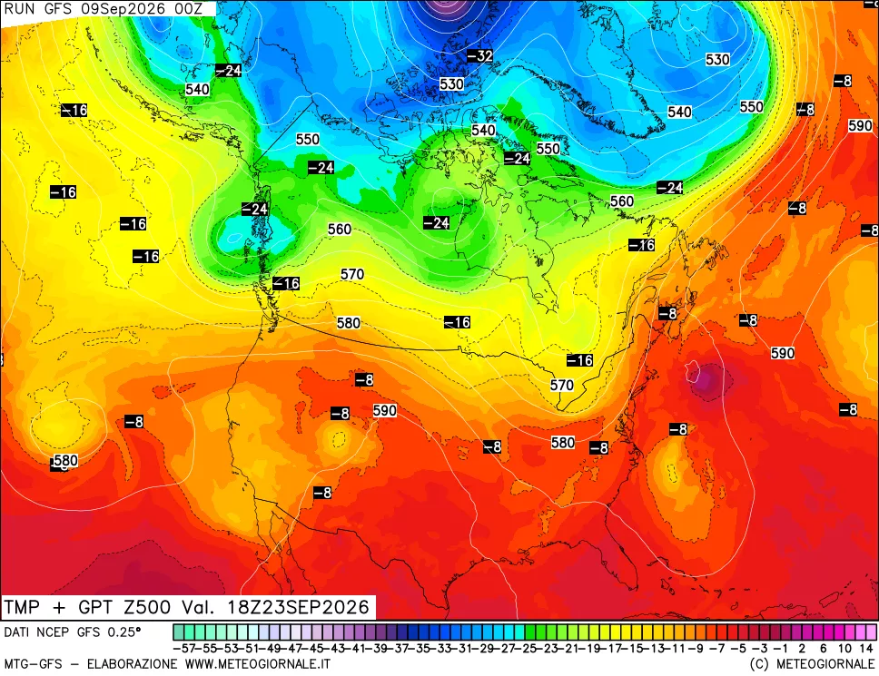 mappa 500 hPa Temp + GPT