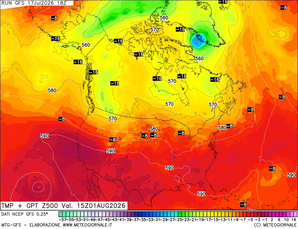 mappa 500 hPa Temp + GPT