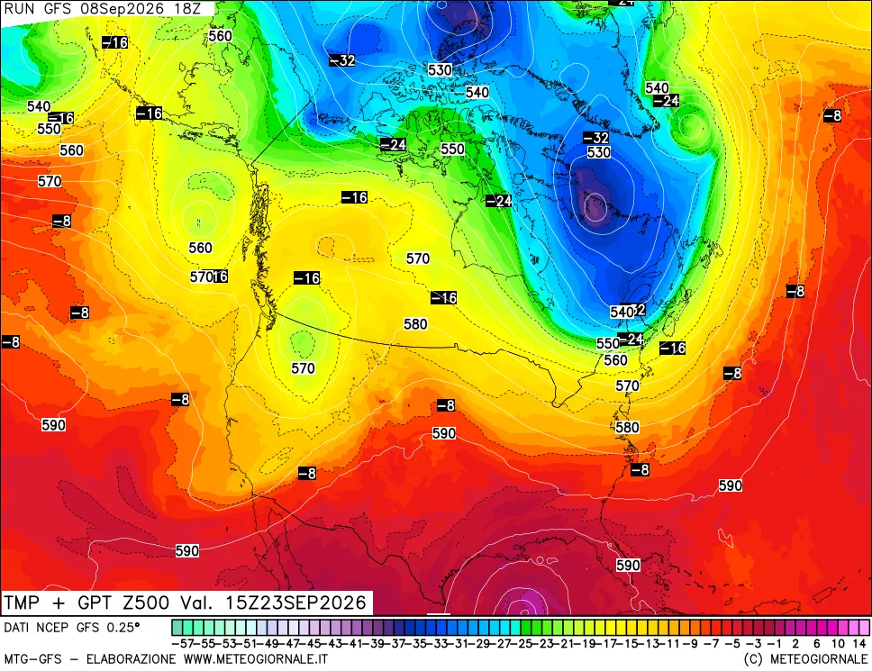 mappa 500 hPa Temp + GPT