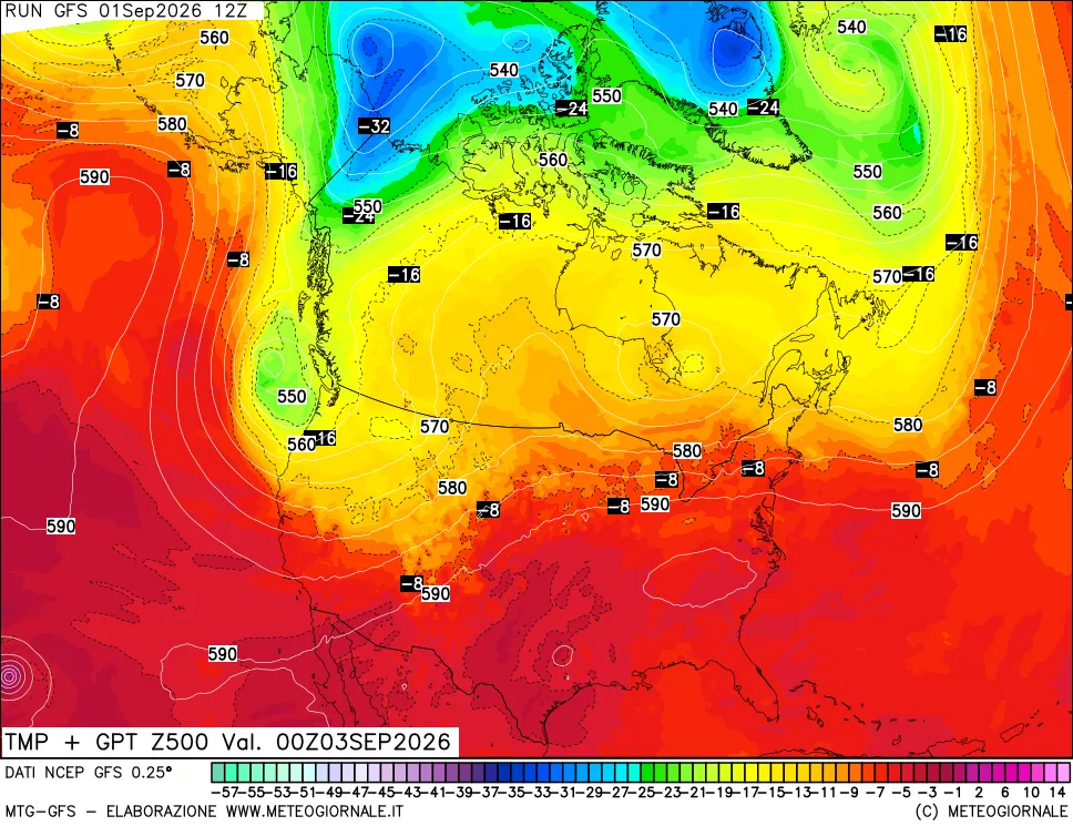 mappa 500 hPa Temp + GPT