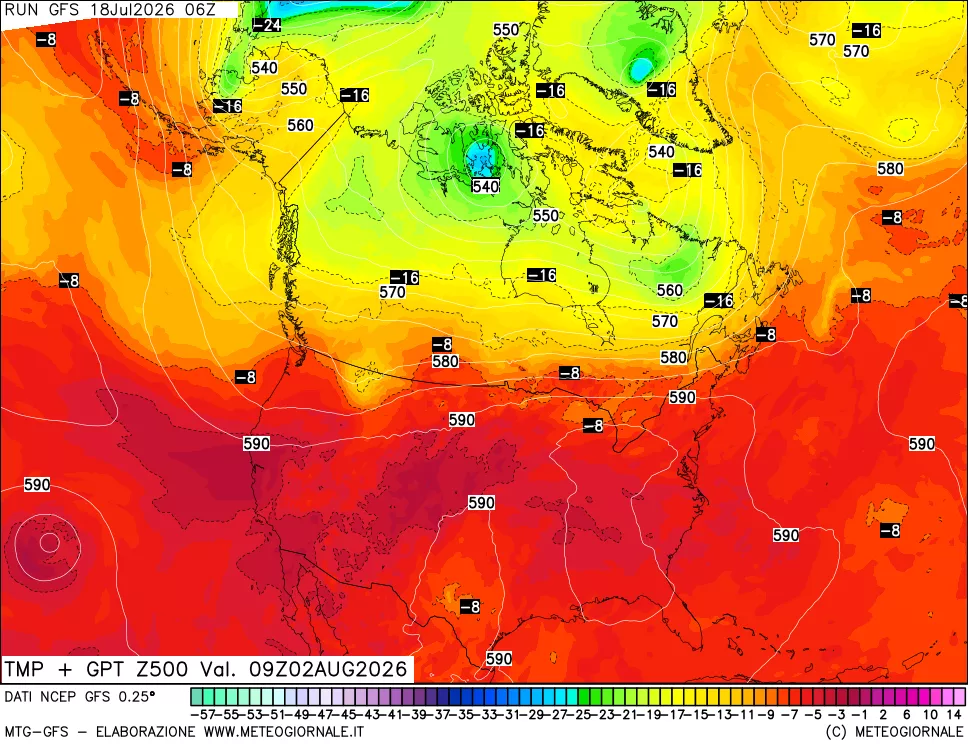 mappa 500 hPa Temp + GPT