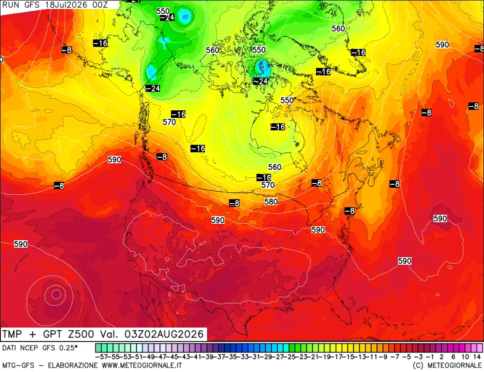mappa 500 hPa Temp + GPT