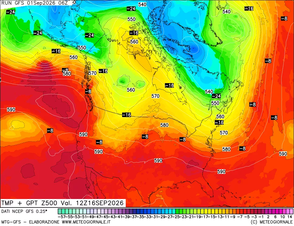 mappa 500 hPa Temp + GPT