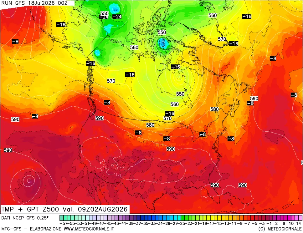mappa 500 hPa Temp + GPT