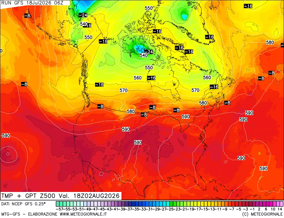 mappa 500 hPa Temp + GPT