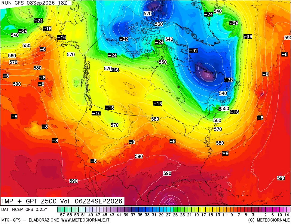 mappa 500 hPa Temp + GPT
