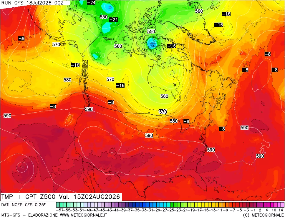 mappa 500 hPa Temp + GPT