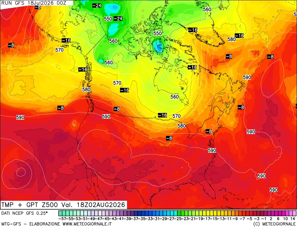 mappa 500 hPa Temp + GPT