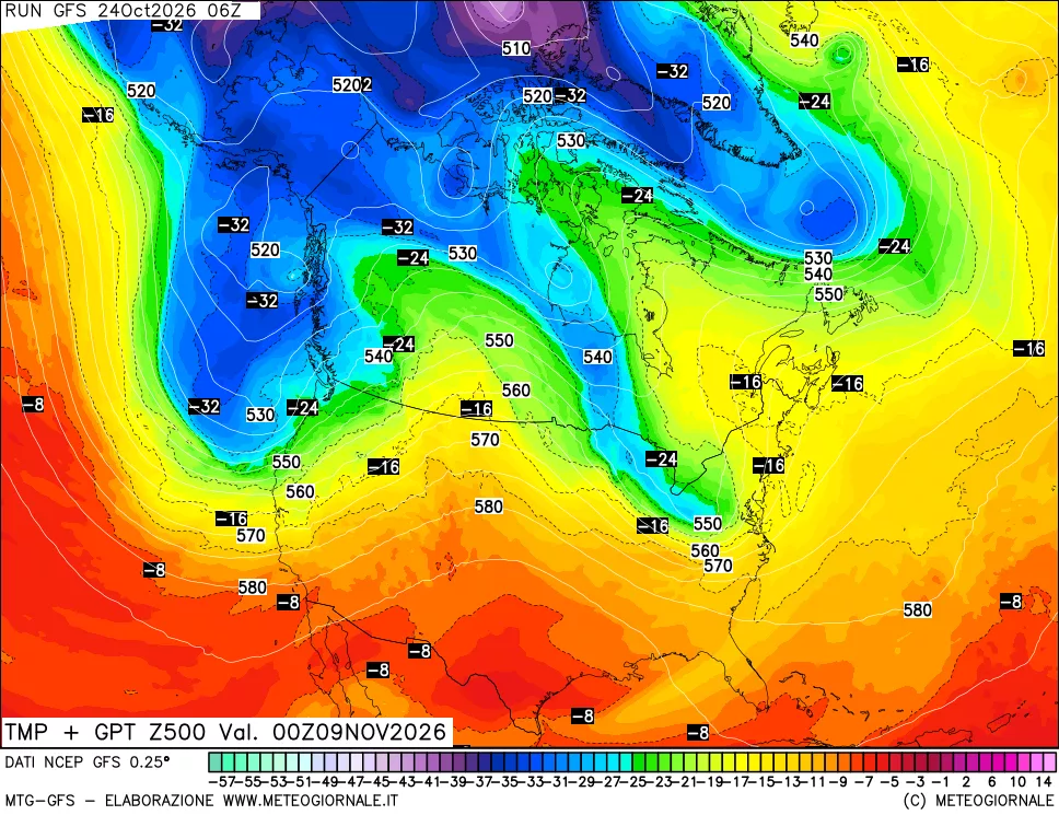 mappa 500 hPa Temp + GPT