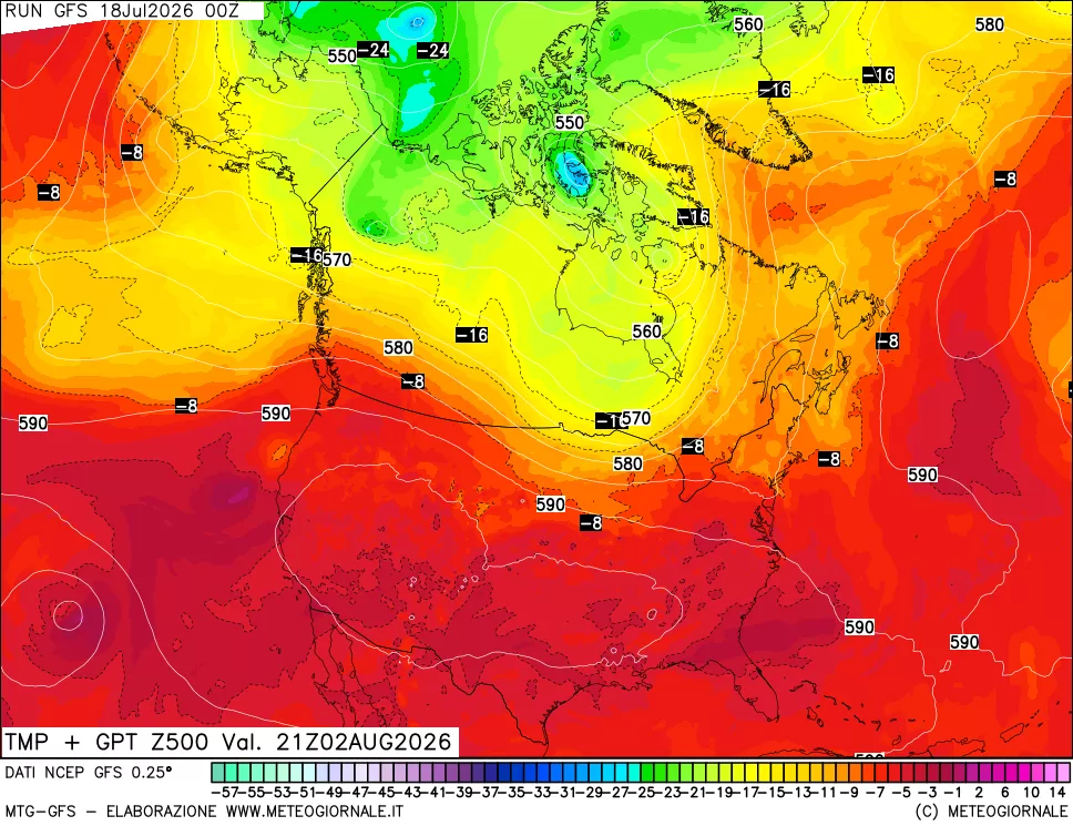 mappa 500 hPa Temp + GPT