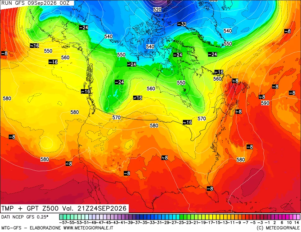 mappa 500 hPa Temp + GPT