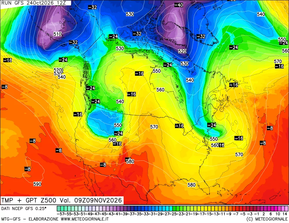 mappa 500 hPa Temp + GPT