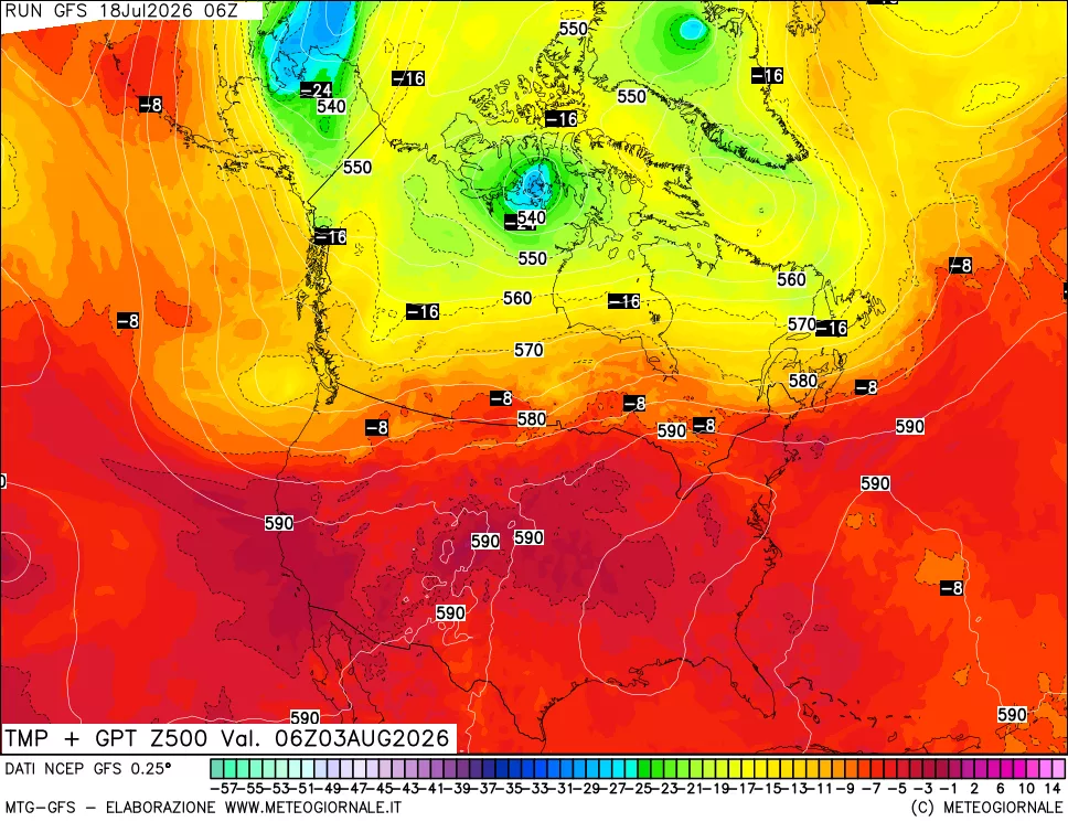 mappa 500 hPa Temp + GPT