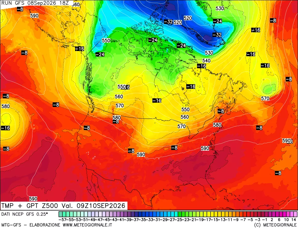 mappa 500 hPa Temp + GPT